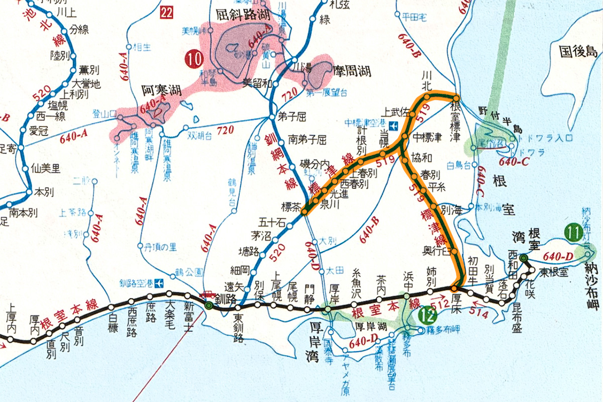 国鉄標津線路線図